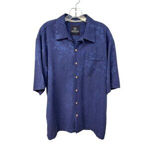 Jamaica Jaxx Island Outfitters Men’s Short Sleeved Silk Shirt Navy Floral Large